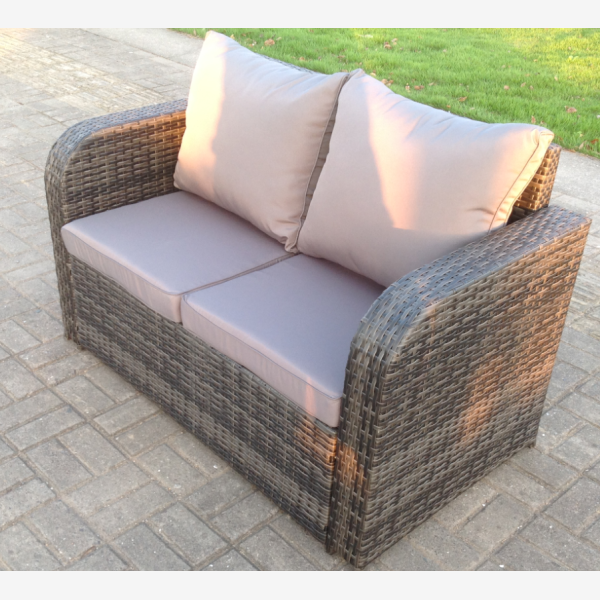 PE Rattan Garden Furniture Set Adjustable Chair 2 Seater Sofa Double Love Seat Sofa Oblong Dining Table With 2 Stools
