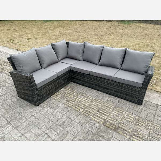 High Back Rattan Garden Furniture Sets Rising Table Dark Grey Mix 2 Options
