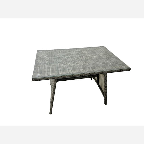 Outdoor Garden Furniture Set Rattan Sofa Dining Table Set with Reclining Chair 2 Side Tables Dark Grey Mixed