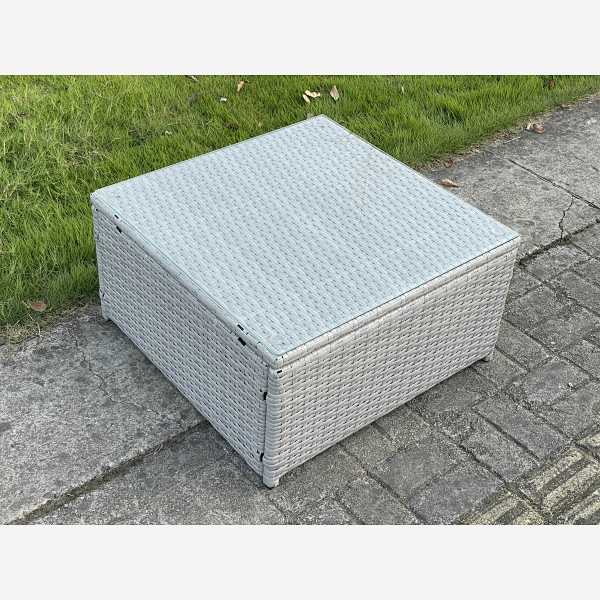 Light Grey PE Rattan Square Tea Coffee Table Outdoor Garden Furniture Accessory