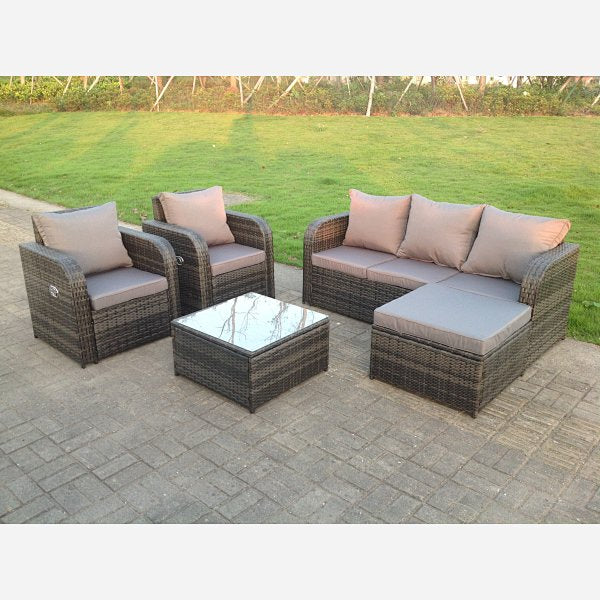 5 Options PE Rattan Modular Sofa Set Reclining Chairs Footstool Coffee Table Garden Furniture