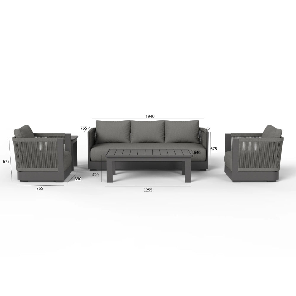 5 Seat Aluminium Rope Lounge Set
