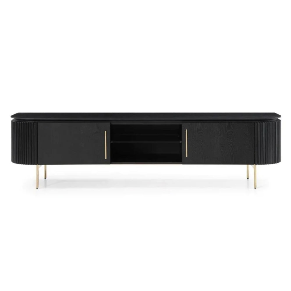 Lantine TV Unit - Black Oak & Brass