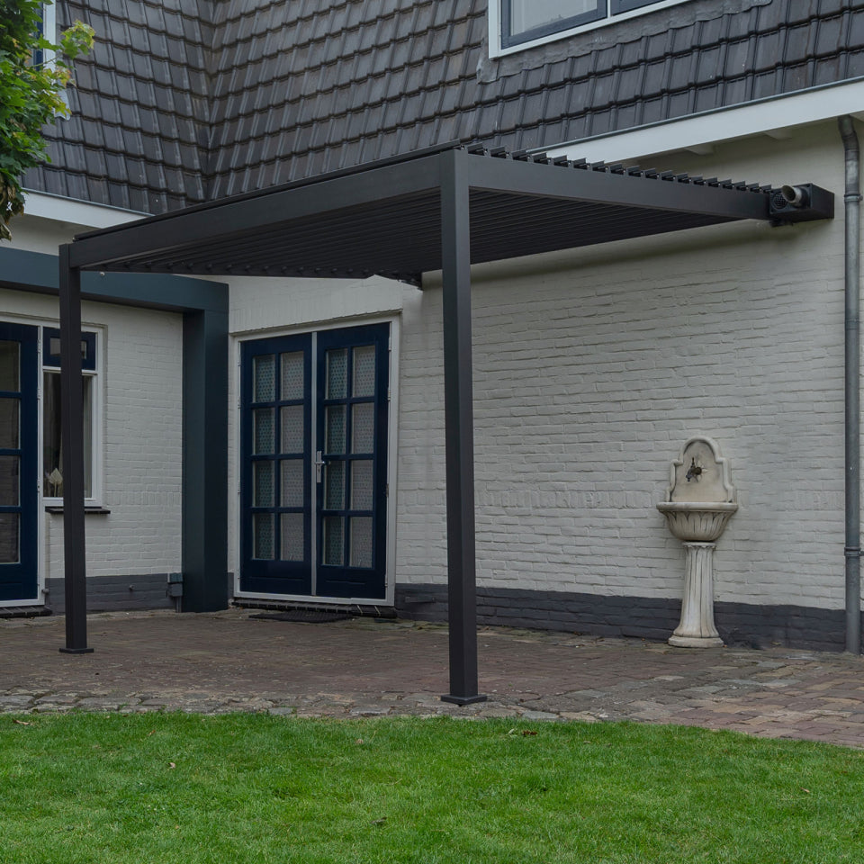Legacy Aluminium Wall Mounted Pergola - 3.0m x 3.0m in Graphite Grey