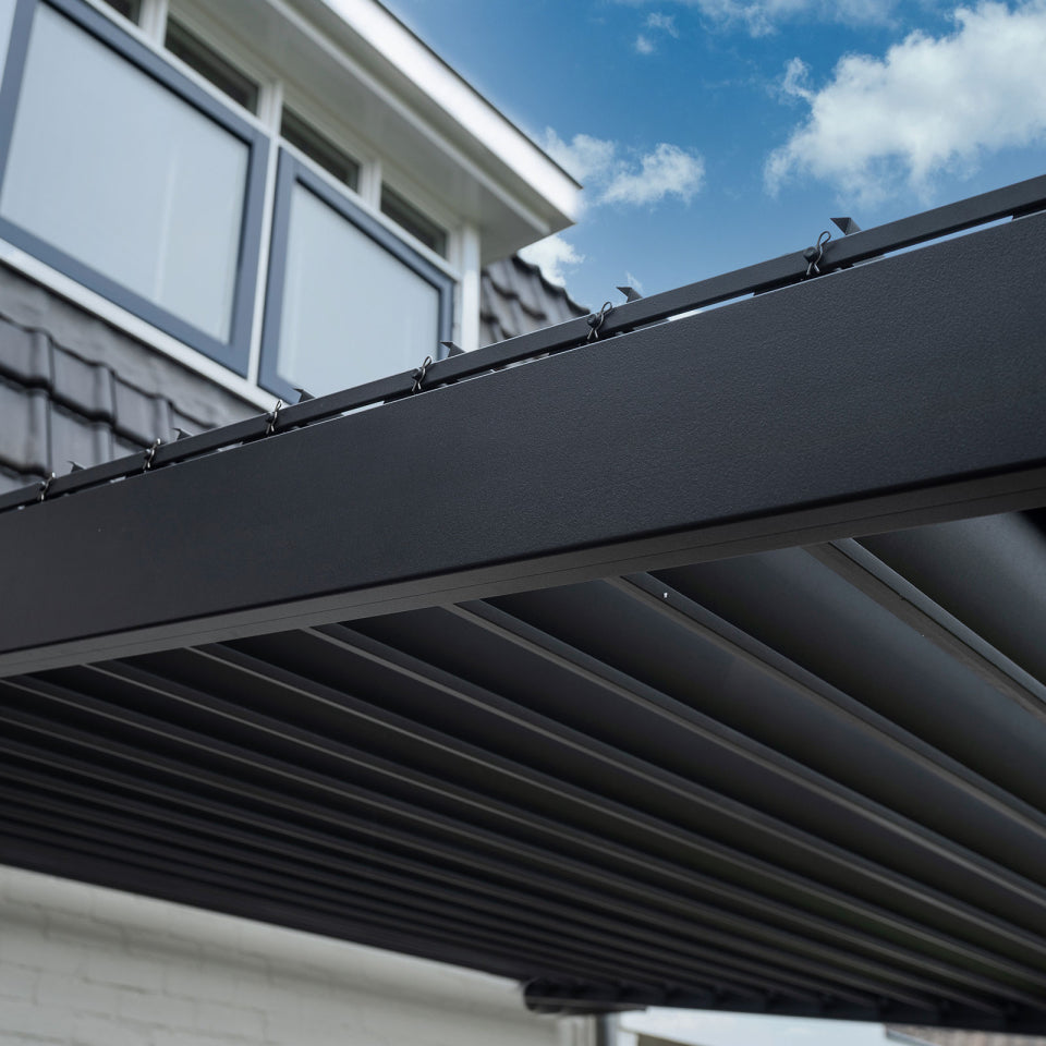 Legacy Aluminium Wall Mounted Pergola - 3.0m x 3.0m in Graphite Grey