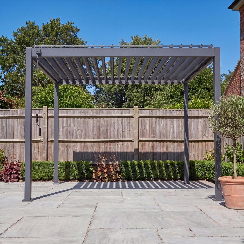 Proteus Lite Metal Pergola in Graphite Grey - 3.0m x 3.0m Free Standing
