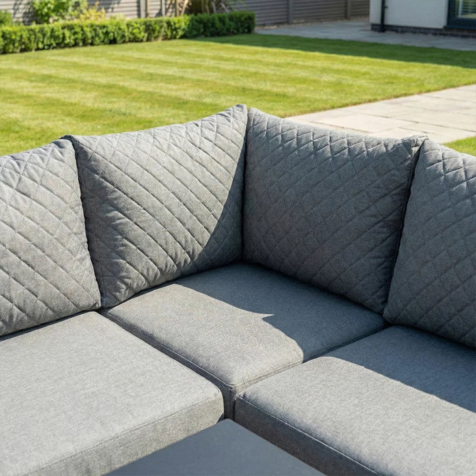 Eclipse Deluxe All Weather Fabric Aluminium Corner Sofa Lounging Set in Ash Grey