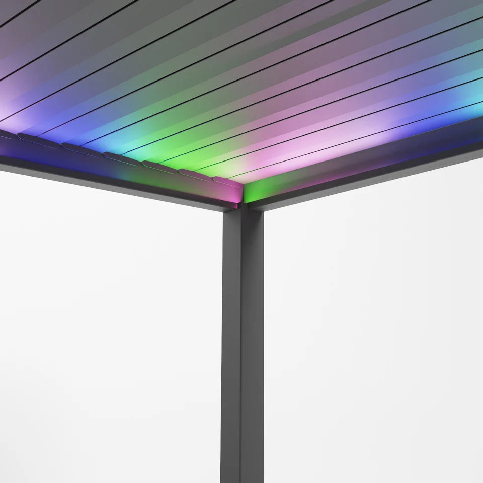 Legacy Plus LED Aluminium Metal Pergola in Graphite Grey - 4.0m x 3.0m Free Standing