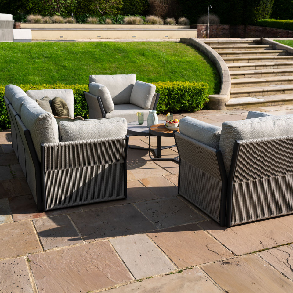 Jude Rope 3 Seater Sofa Lounging Set with 2 Armchairs in Dove Grey