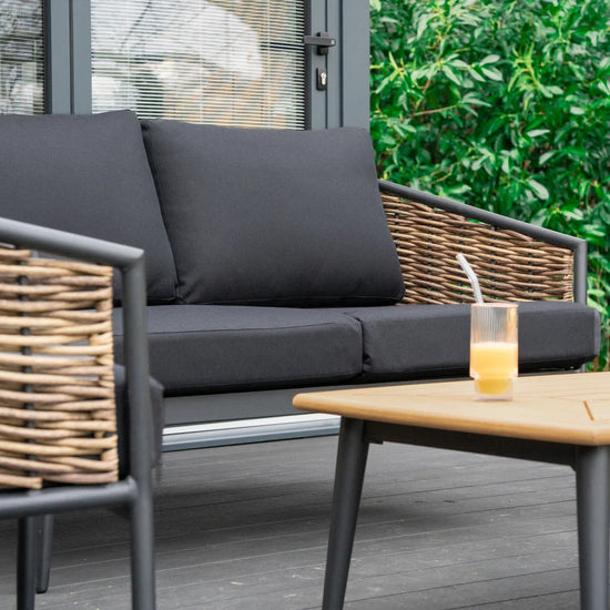 Cane Rattan Aluminium 2 Seater Sofa Lounging Set in Palomino Brown