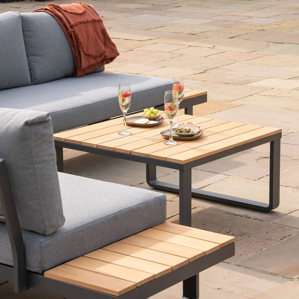 Alex Teak Aluminium Corner Sofa Lounging Set in Graphite Grey