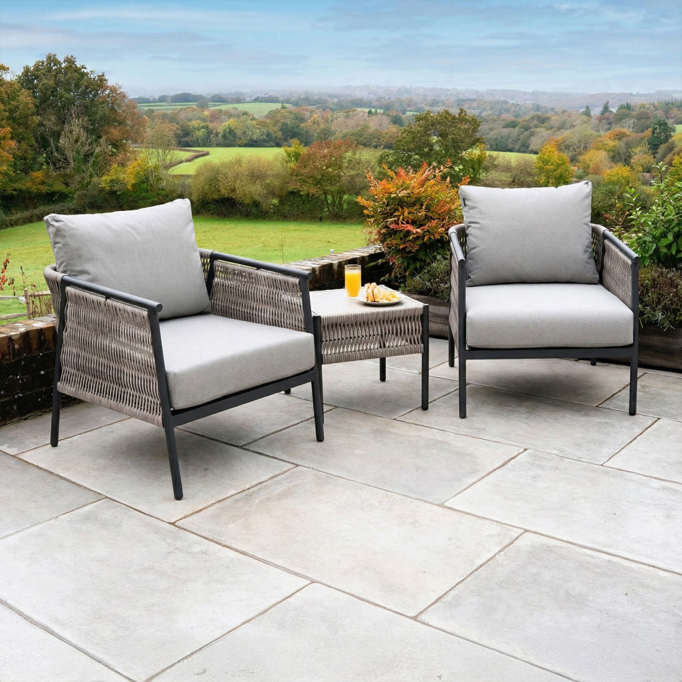 Sophia Rattan Aluminium 3 Piece Lounging Set in Mottled Grey