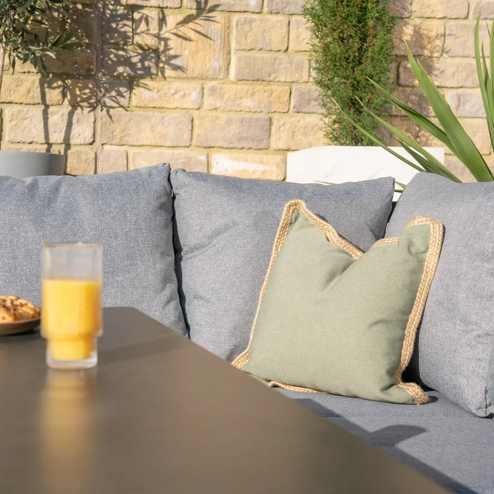 Felix L-Shaped Corner Aluminium Wood Lounge Dining Set - Rising Table in Graphite Grey