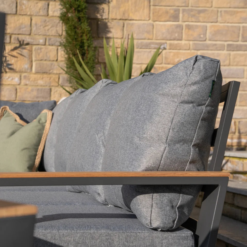 Felix L-Shaped Corner Aluminium Wood Lounge Dining Set - Rising Table in Graphite Grey