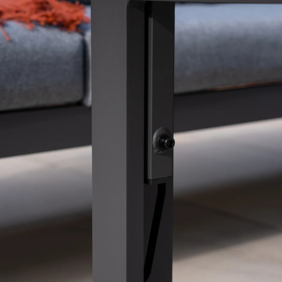 Maxwell L-Shape Corner Aluminium Lounge Dining Set - Rising Table in Graphite Grey
