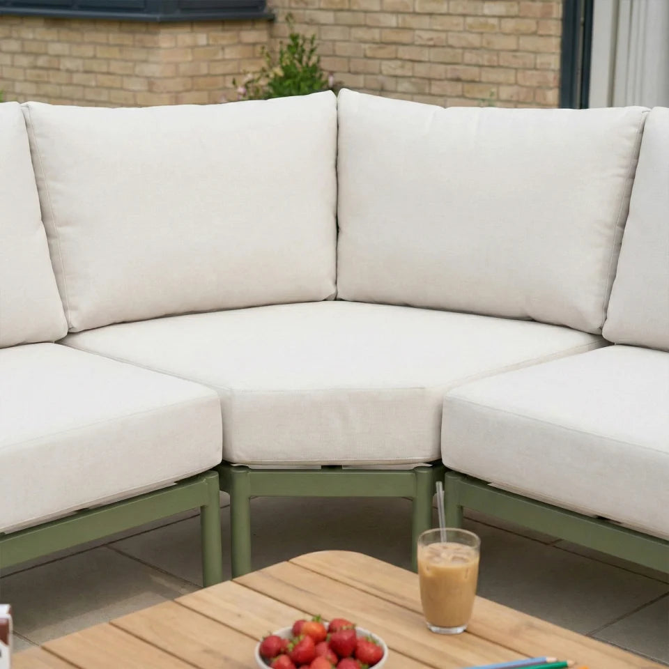 Ashley Corner Sofa Lounging Set with Square Coffee Table - Green