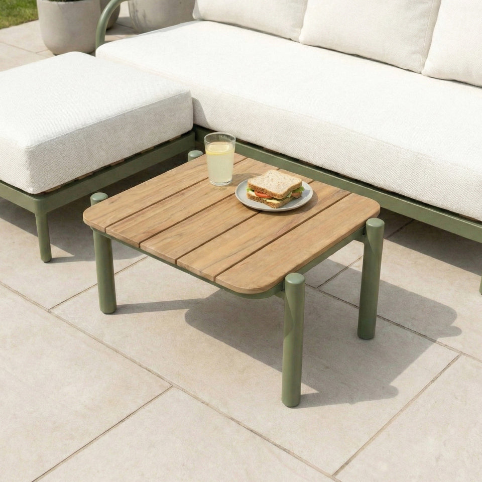 Ashley 3 Seater Chaise Sofa Lounging Set with Square Coffee Table - Green