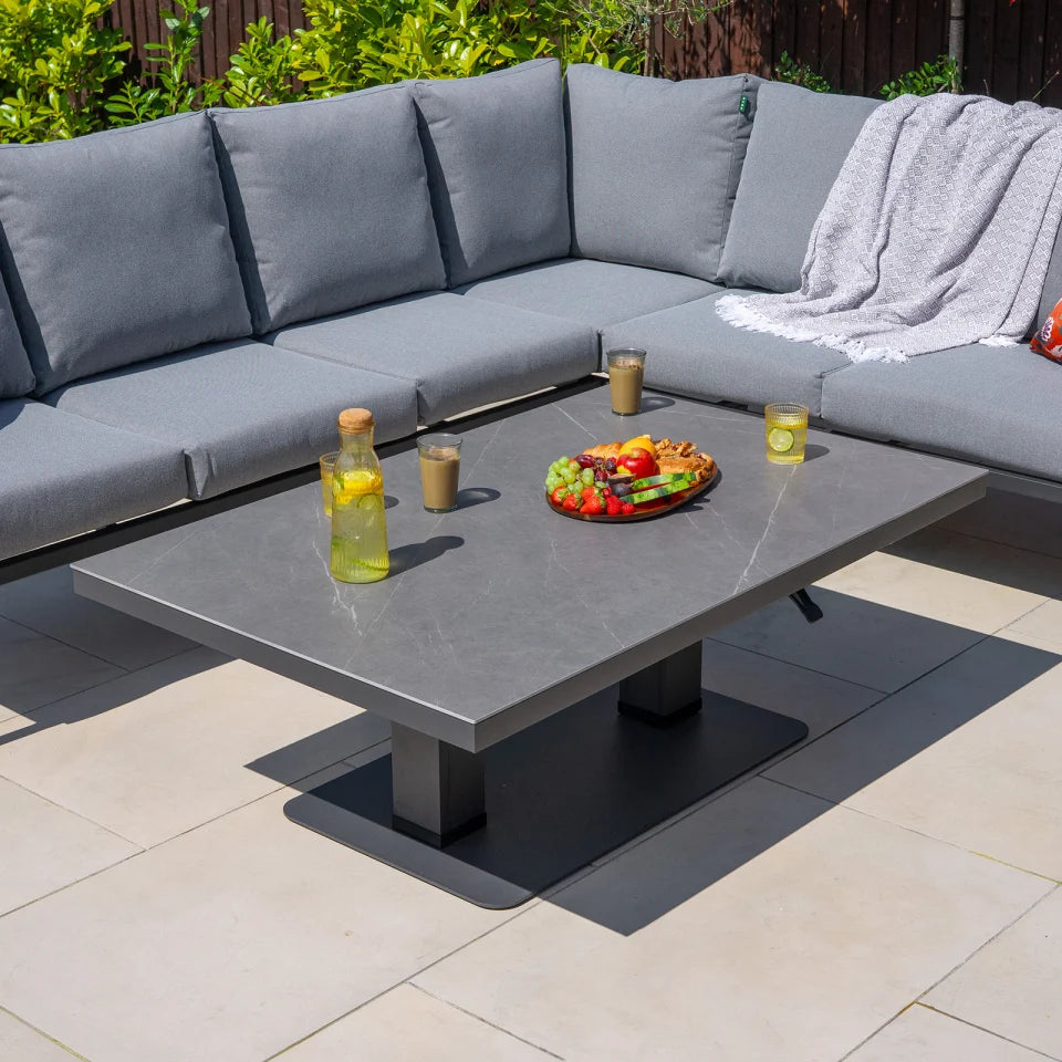Darcey L-Shaped Corner Rope Aluminium Lounge Dining Set with Bench
