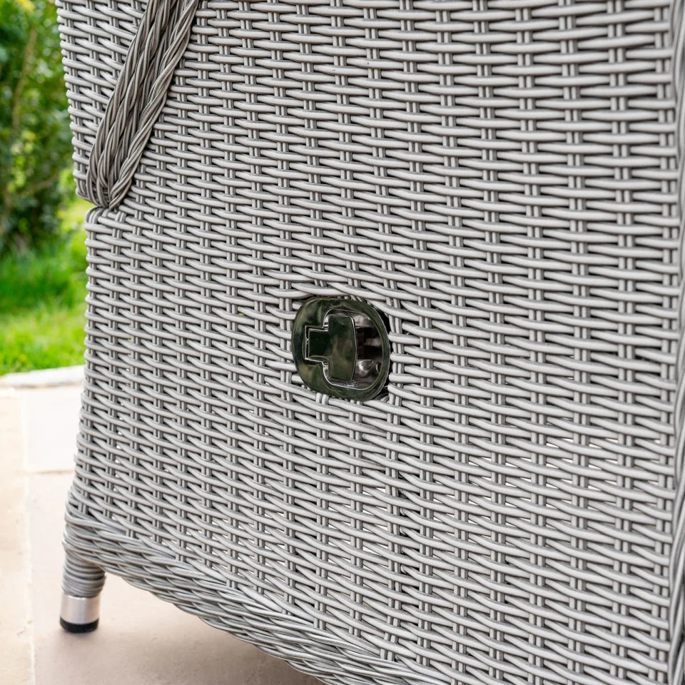 Talia Rattan Grande 3 Piece Reclining Lounging Set in White Wash