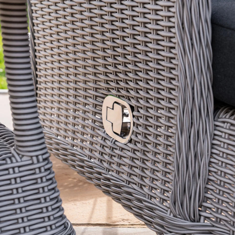 Talia Rattan Grande Reclining Sun Lounger Set of 2 and Side Table in White Wash