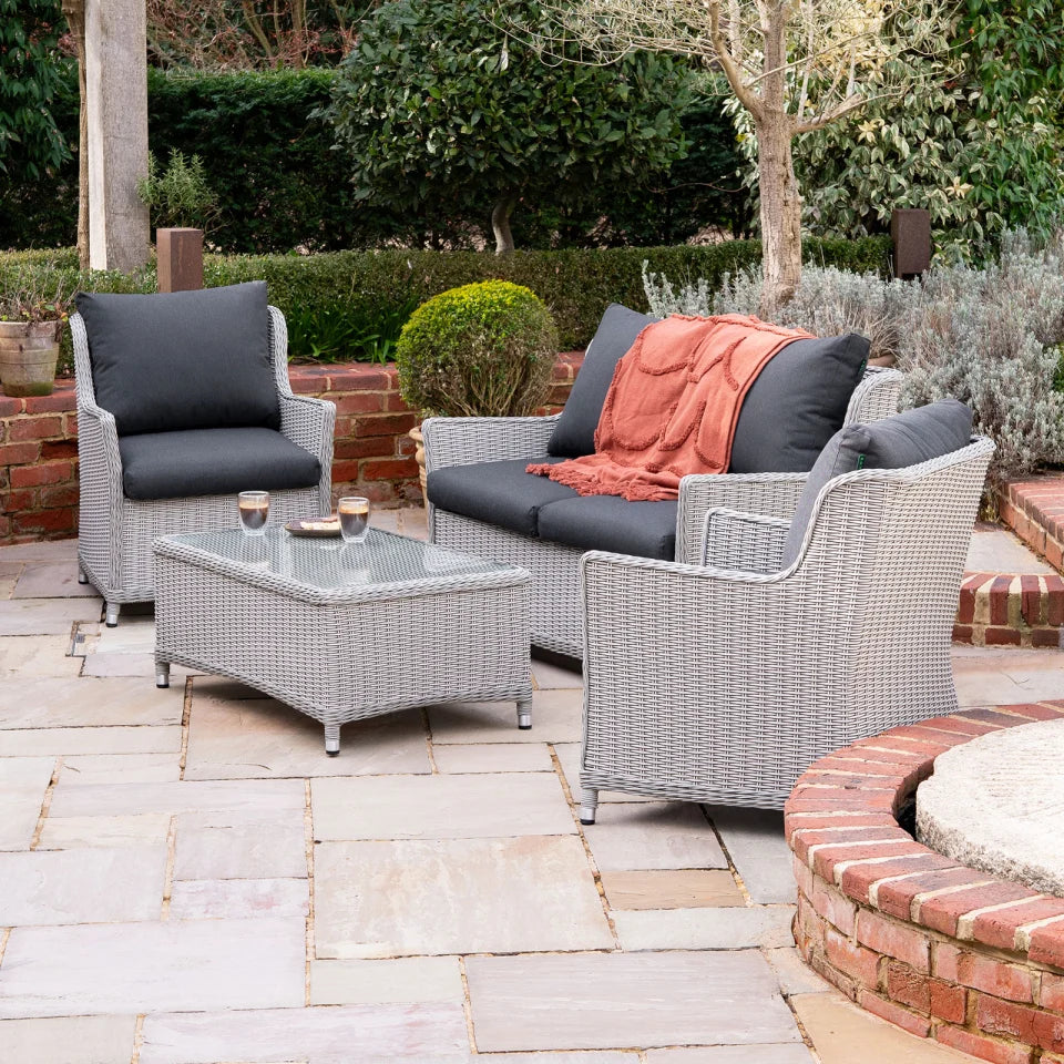 Talia Rattan 2 Seater Sofa Lounging Set in White Wash