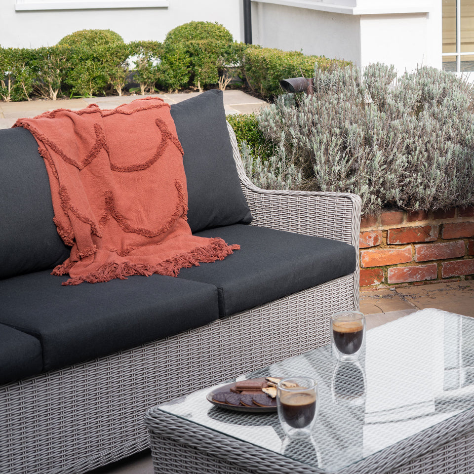 Talia Rattan 3 Seater Sofa Lounging Set in White Wash