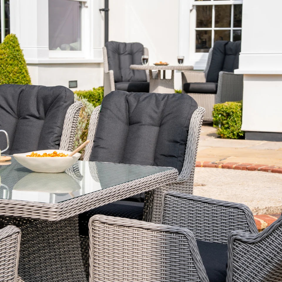 Talia 6 Seat Rattan Dining Set - Rectangular Table in White Wash
