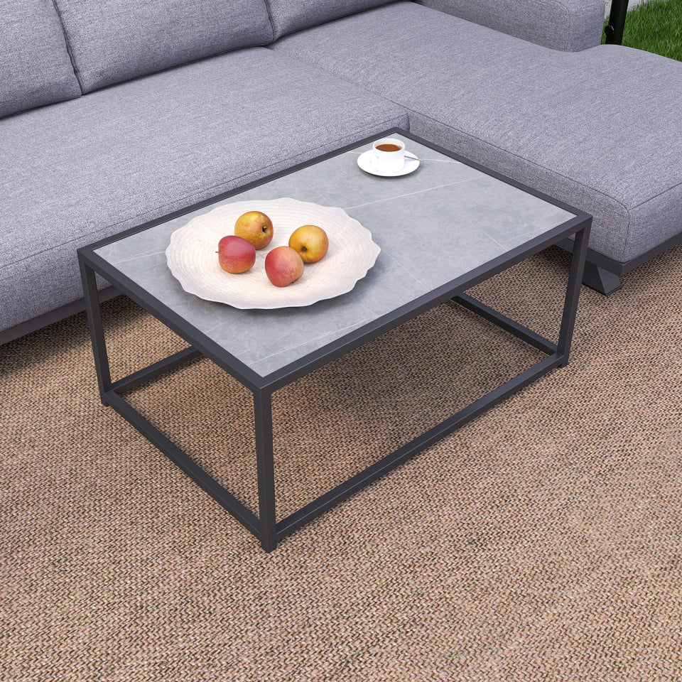 Tranquility All Weather Fabric Aluminium 3 Seater Chaise Sofa Lounging set in Ash Grey