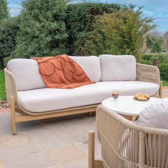 Madison Wood Rope 3 Seater Sofa Lounging Set in Natural