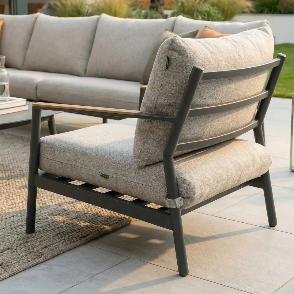 Monti Aluminium Wood Grande Corner Sofa Lounging Set in Graphite Grey