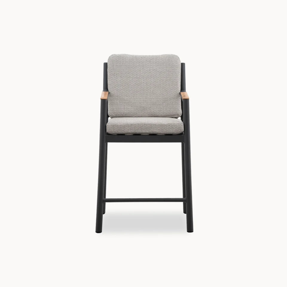 Monti 6 Seat Aluminium Wood High Dining Set - Rectangular Table in Graphite Grey
