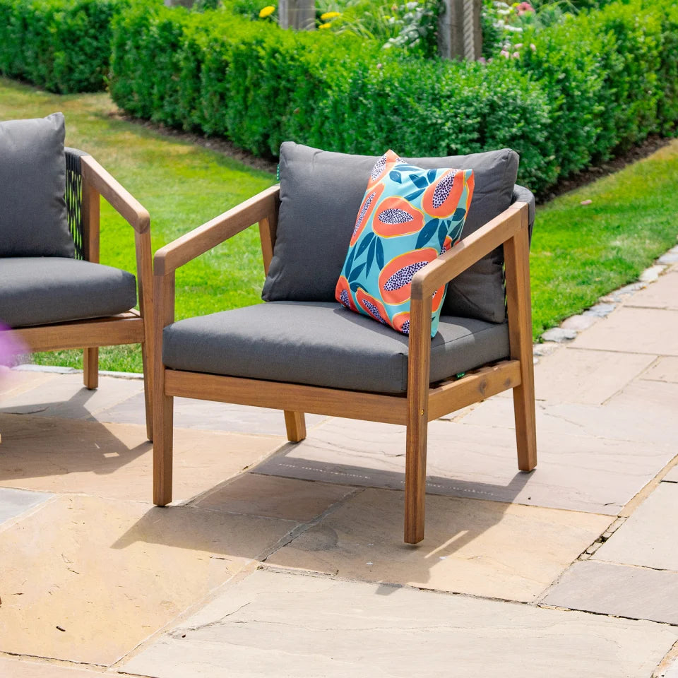 Aida Acacia Wood Rope 3 Seater Sofa Lounging Set in Anchor Grey