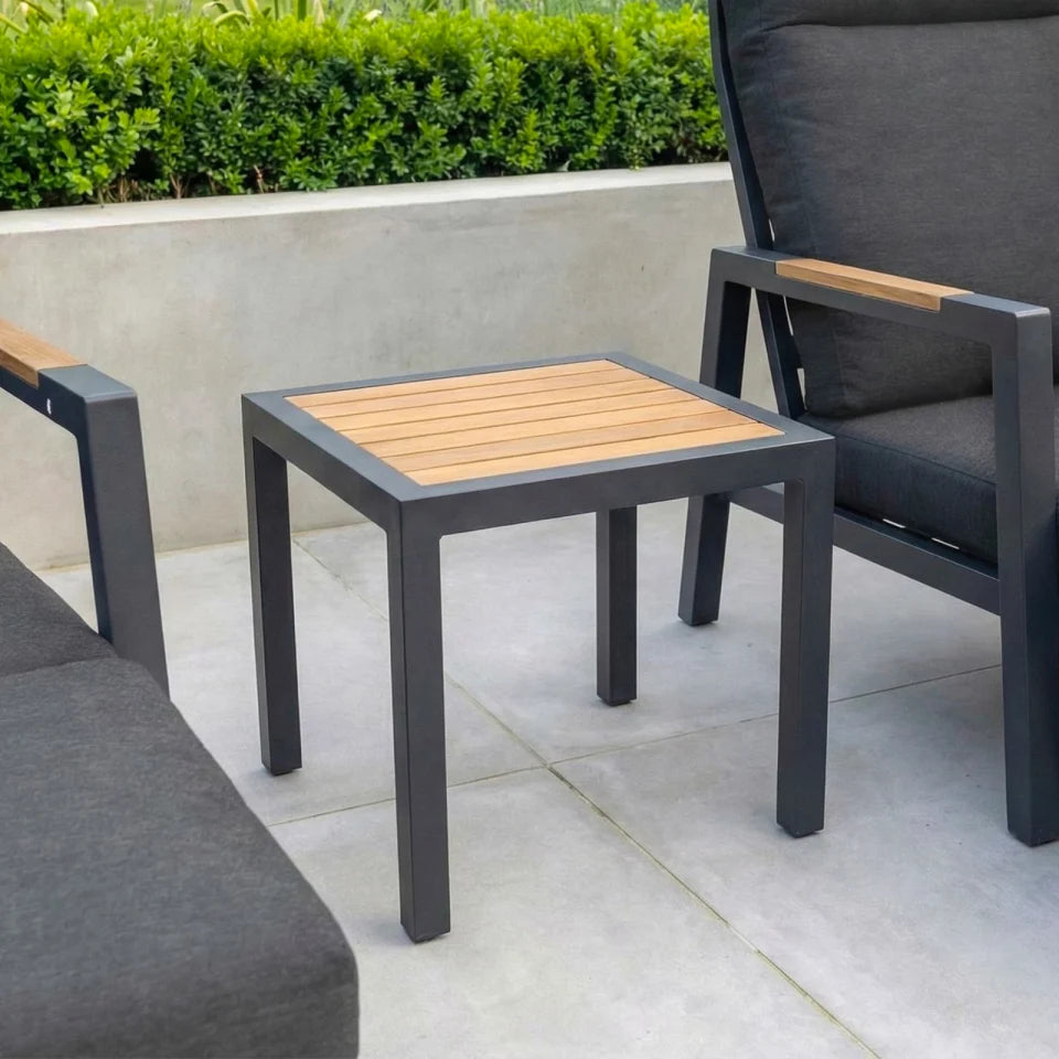 Juno Aluminium Wood Look Reclining 5 Piece Lounging Set in Graphite Grey