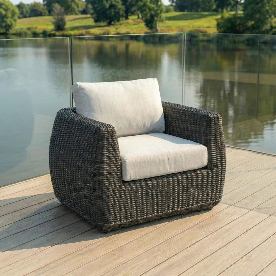 Brodie Rattan 3 Seater Sofa Lounging Set in Harbour Grey