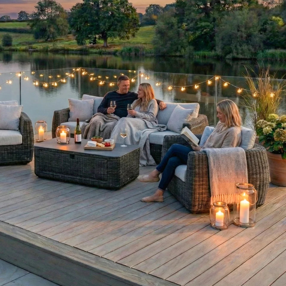 Brodie Rattan 3 Seater Sofa Lounging Set in Harbour Grey
