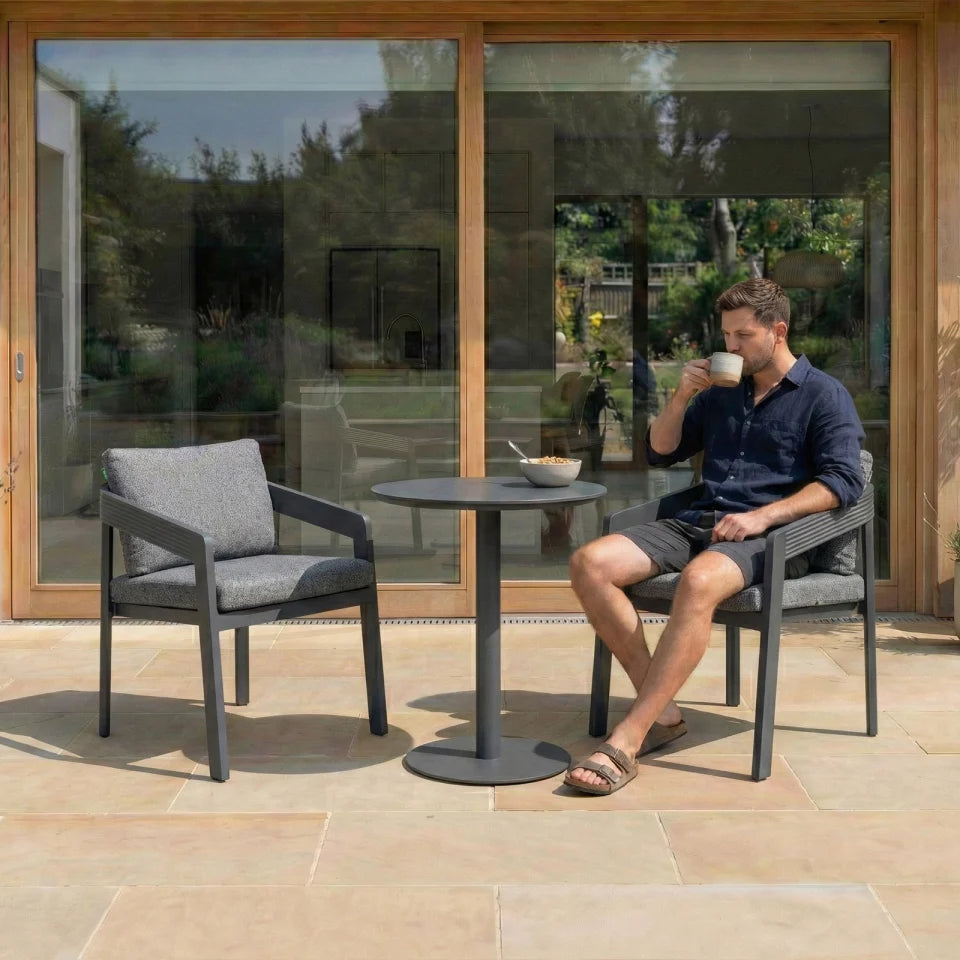 Millie 2 Seat Round Aluminium Bistro Set in Graphite Grey