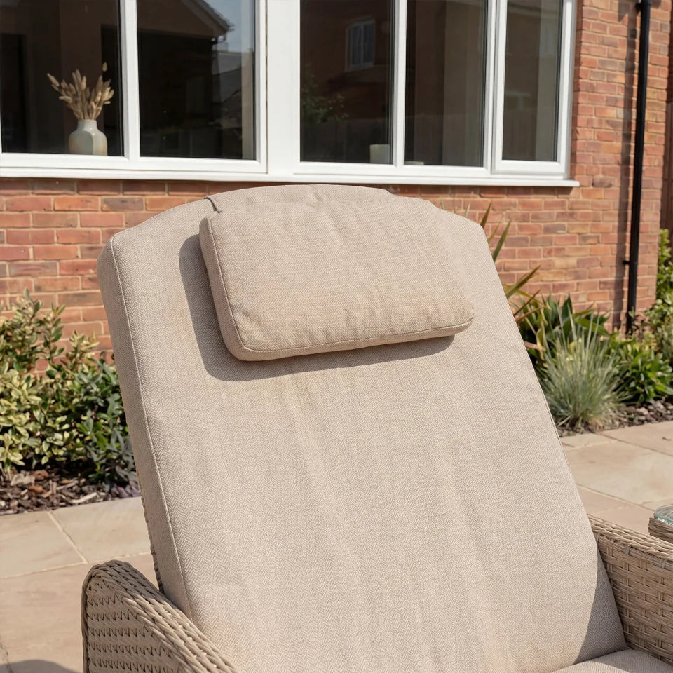 Audrey Rattan Sun Lounger Set of 2 and Side Table in Sahara