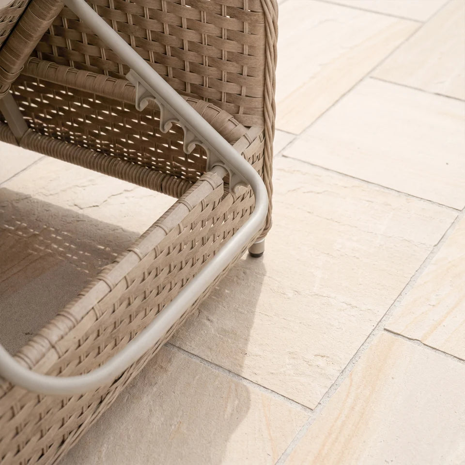 Audrey Rattan Sun Lounger Set of 2 and Side Table in Sahara