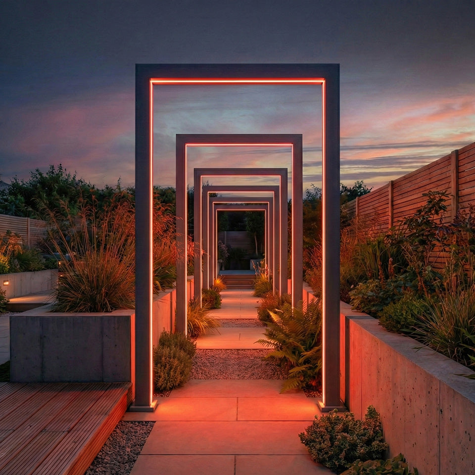 Legacy PergolArch Aluminium RGBW LED Garden Archway in Graphite Grey - 1.5m with Power Pack