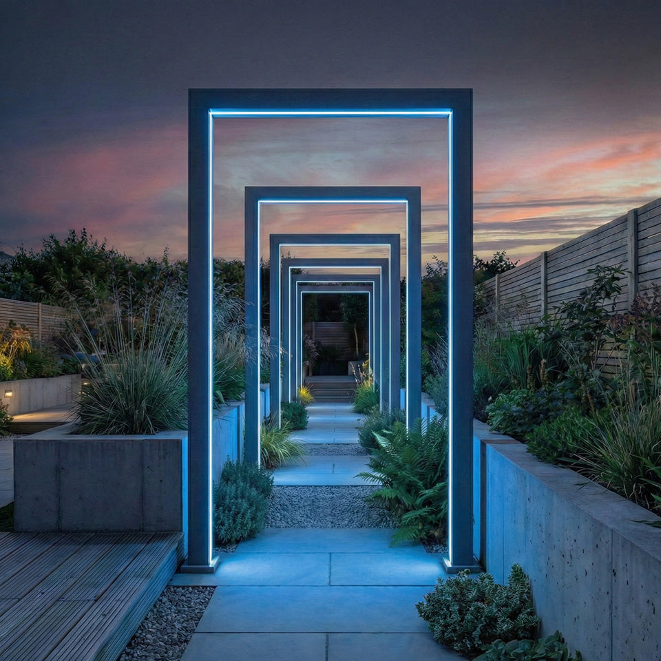 Legacy PergolArch Aluminium RGBW LED Garden Archway in Graphite Grey - 1.5m with Power Pack
