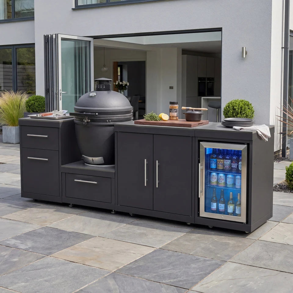 Riley Straight Outdoor Kitchen Kamado Charcoal BBQ K2450-A - Graphite Grey