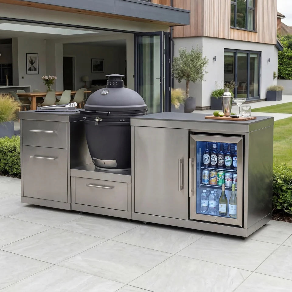 Stanley Straight Outdoor Kitchen Kamado Charcoal BBQ K2073-A - Stainless Steel