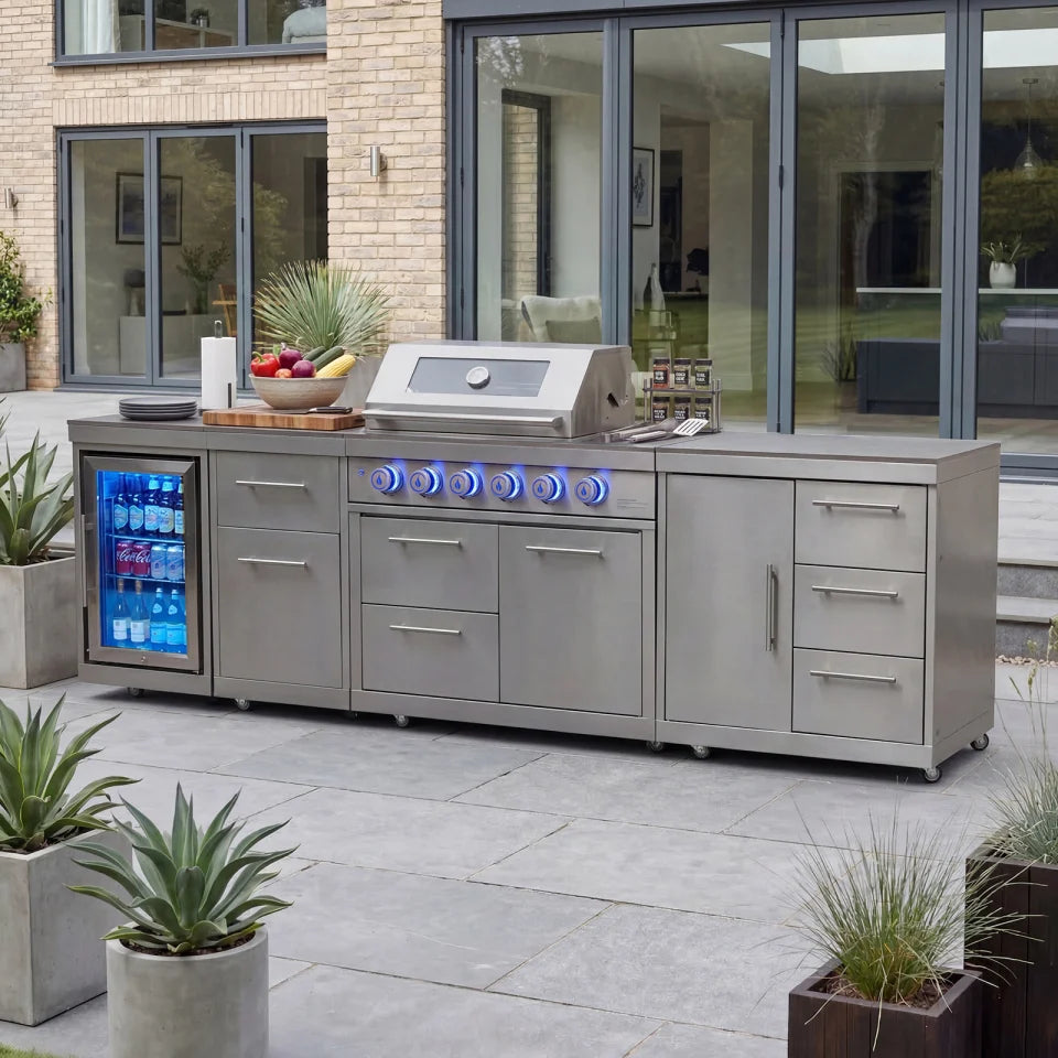 Stanley Straight Outdoor Kitchen 4 Burner Gas BBQ S3018-B - Stainless Steel