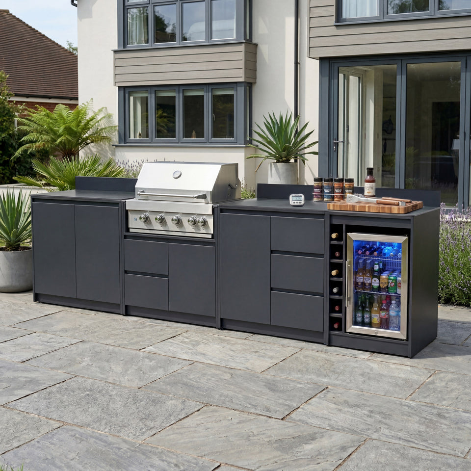 Oakley Straight Outdoor Kitchen 4 Burner Gas BBQ S3330-A - Graphite Grey