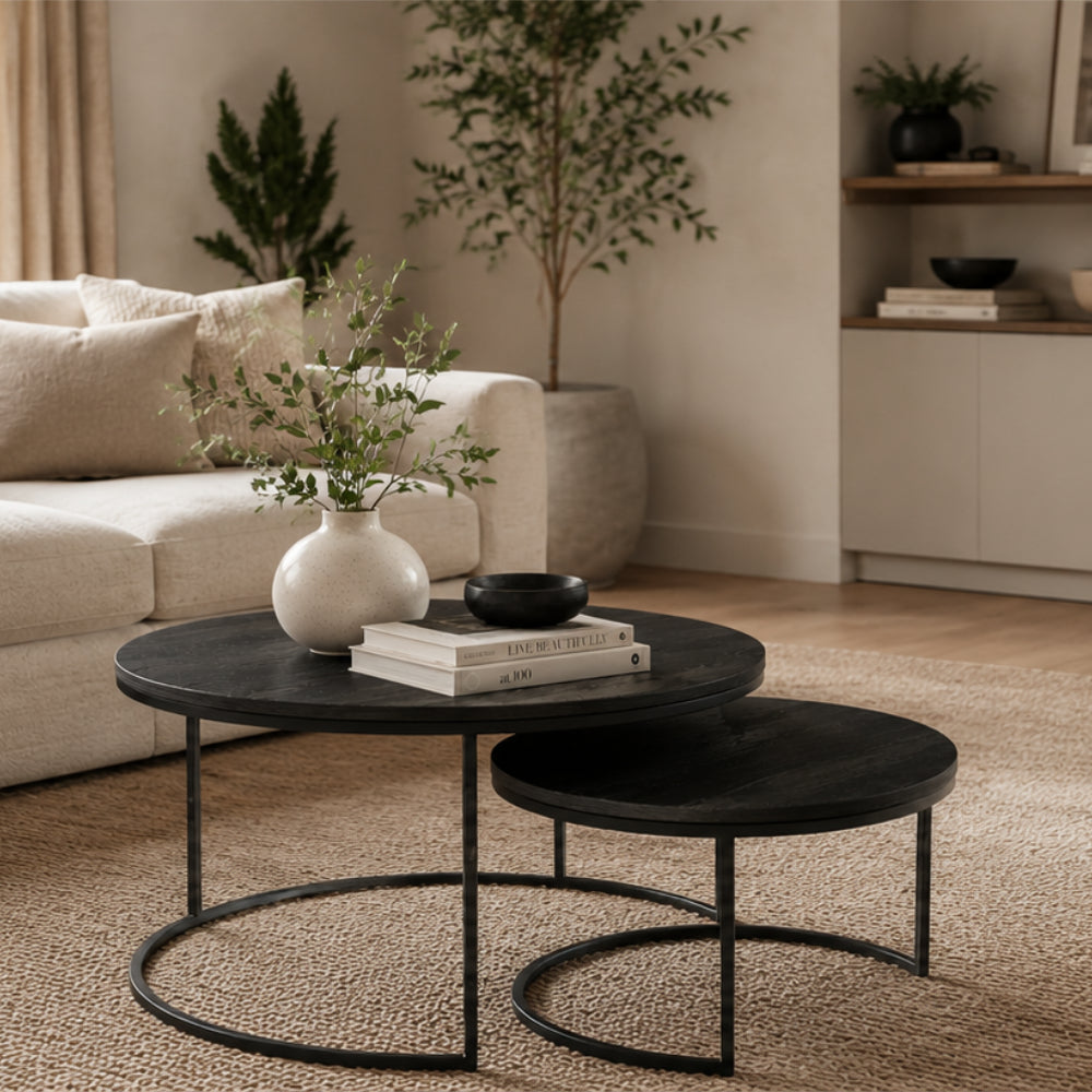 Wheel Coffee Table - Large - Black Oak