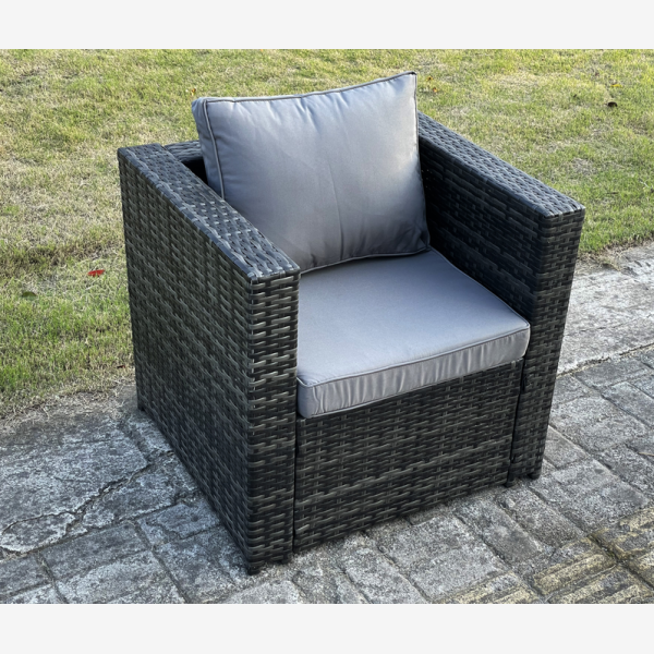 10 seater Outdoor Rattan Garden U Shape Furniture Gas Fire Pit Table Sets Gas Heater Lounge Sofa Dark Grey Big Footstool