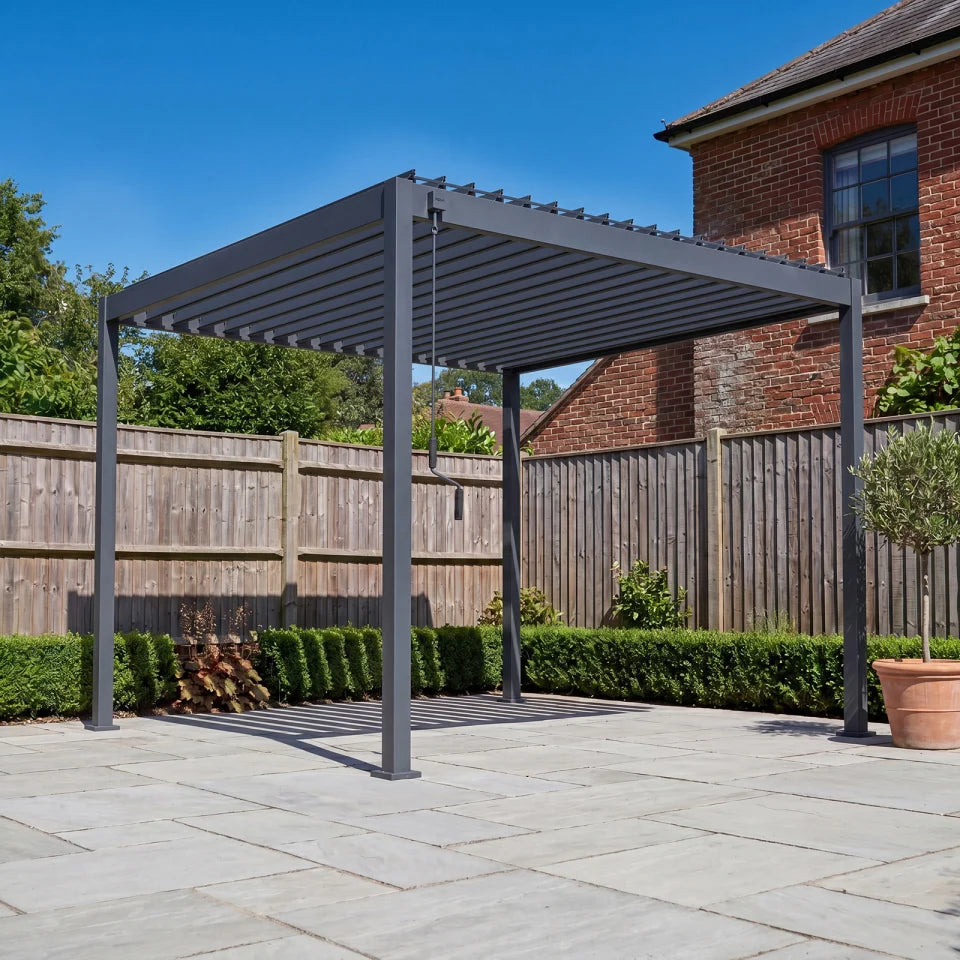 Proteus Lite Metal Pergola in Graphite Grey - 3.0m x 3.0m Free Standing