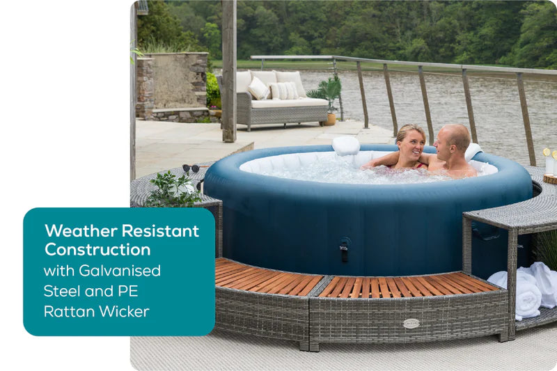 Round Rattan Hot Tub Surround 180cm Grey