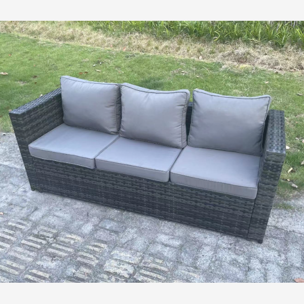 6 Seater Wicker PE Rattan Garden Dining Set Outdoor Furniture Sofa with Side Table Dining Table Dark Grey Mixed