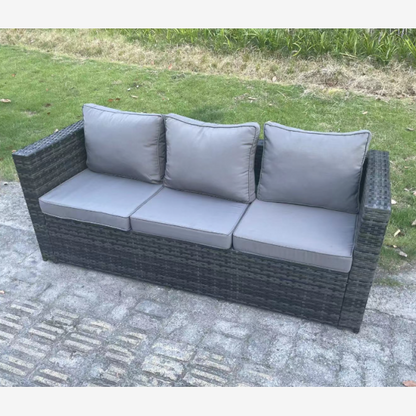 6 Seater Wicker PE Rattan Garden Dining Set Outdoor Furniture Sofa with Side Table Dining Table Dark Grey Mixed